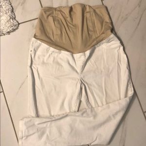 White, ankle length, maternity jeans